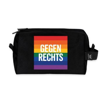Gegen Rechts - Antifa Regenbogen Tee - Recycelte Kulturtasche - Schwarz - Vorne