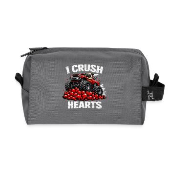 Saint-Valentin : J’écrase le cœur Monstre du chien carlin - Trousse de toilette en tissu recyclé - anthracite - Devant