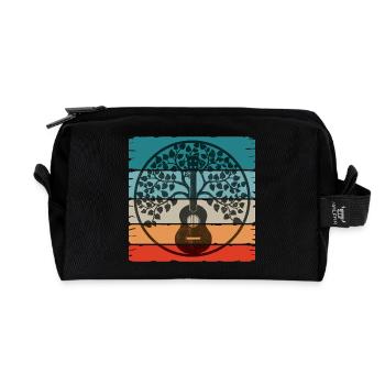 Ukulele Mandala on retro sunset - Recycelte Kulturtasche - Schwarz - Vorne
