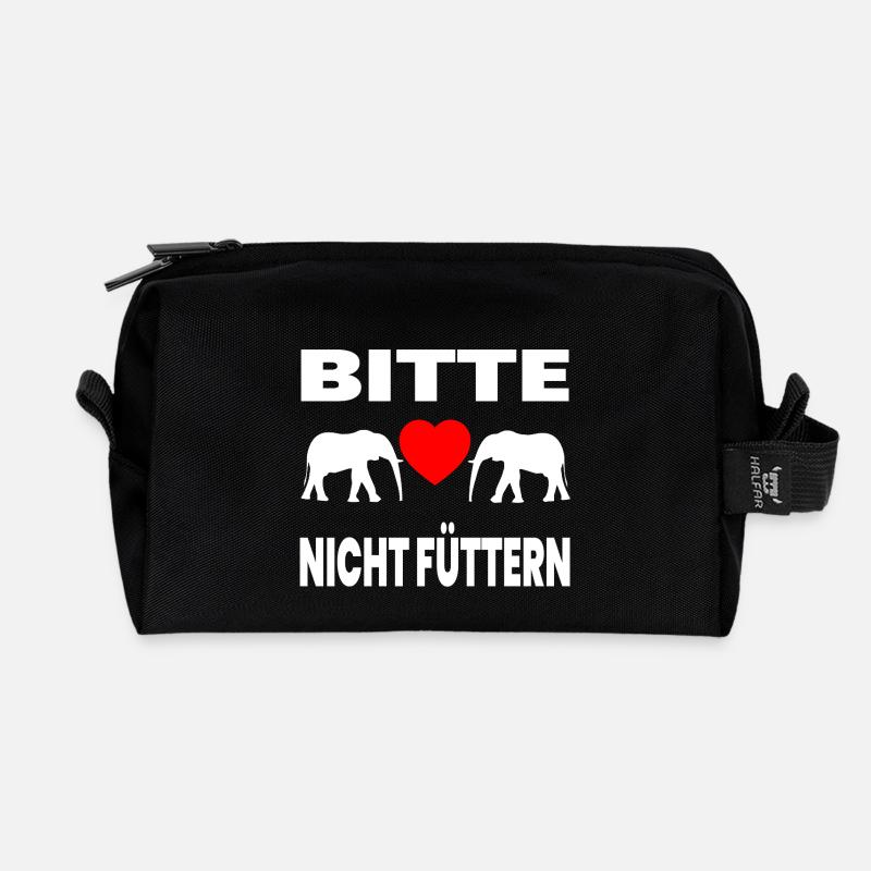 Elefanten - Recycelte Kulturtasche - Schwarz
