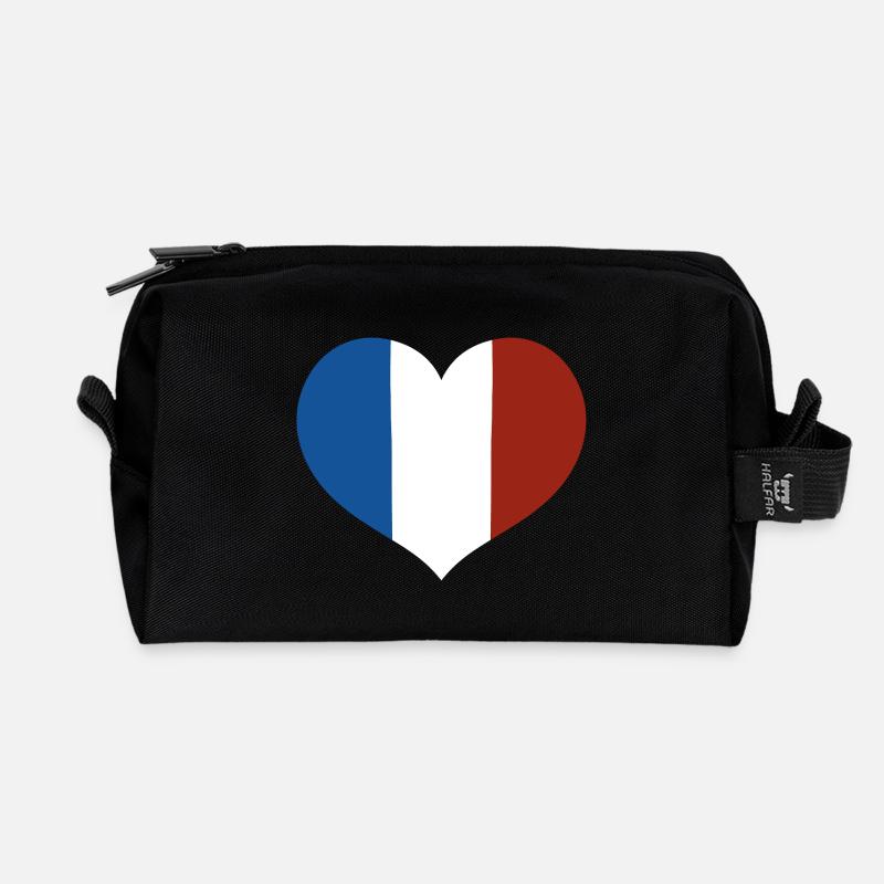 Herz der französischen Flagge - Recycelte Kulturtasche - Schwarz