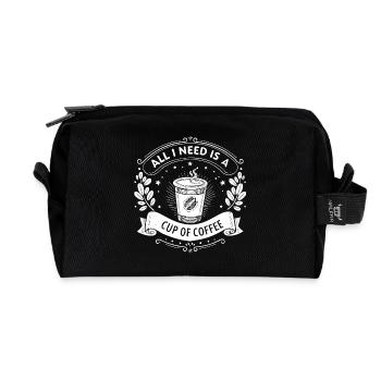 all i need is a cup of coffee - Recycled Toiletry Zip Bag - black - Front