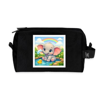 Elli the Elephant - Recycled Toiletry Zip Bag - black - Front
