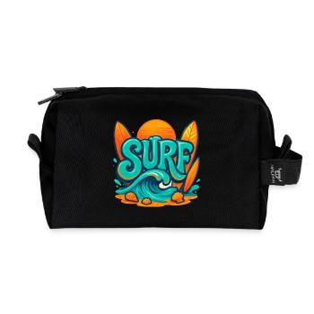 Sunset Surf Wortkunst - Recycelte Kulturtasche - Schwarz - Vorne