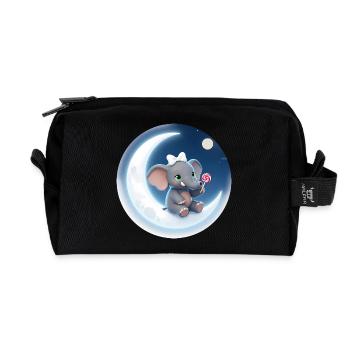 Mondkusch Elefant mit Lolli - Recycelte Kulturtasche - Schwarz - Vorne
