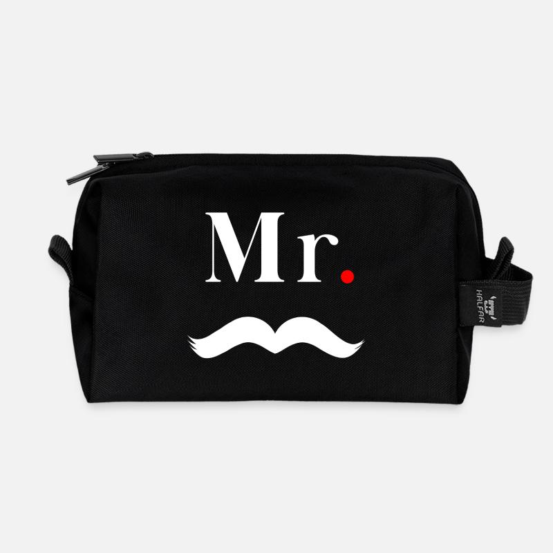 Herr Weißer Schnurrbart - Recycelte Kulturtasche - Schwarz