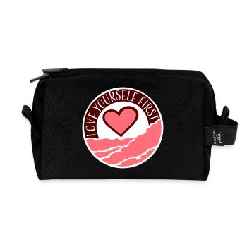 Love Yourself First Self-Love Self-Care - Recycled Toiletry Zip Bag - black - Front