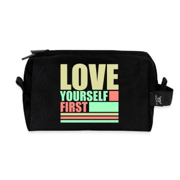 Love Yourself First Self-Love Self-Care - Recycled Toiletry Zip Bag - black - Front