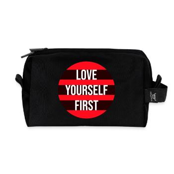 Love Yourself First Self-Love Self-Care - Recycled Toiletry Zip Bag - black - Front