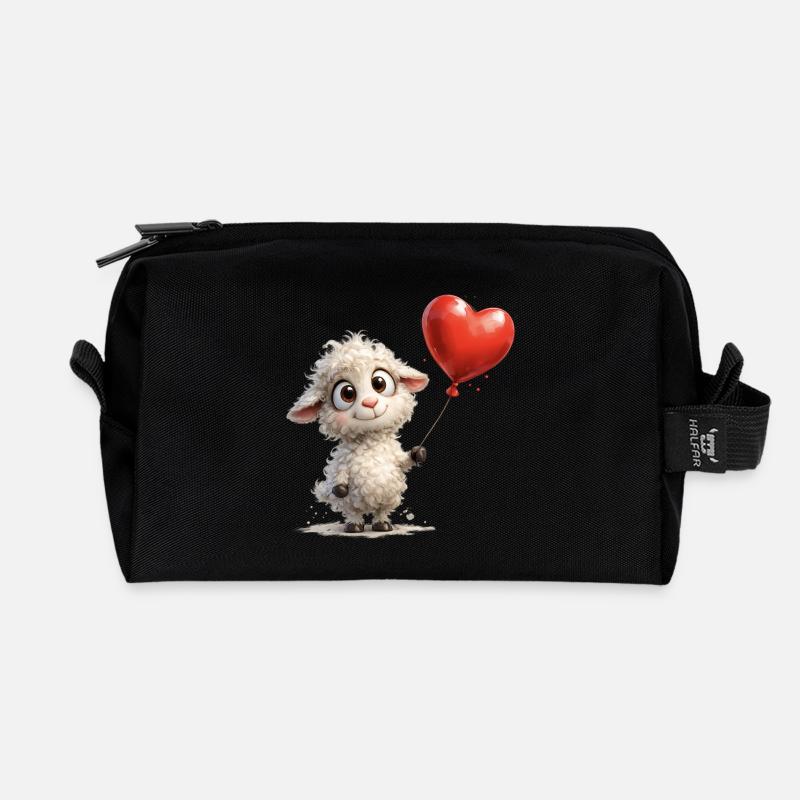 Lamm mit Herzballon - Recycelte Kulturtasche - Schwarz