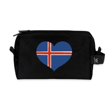 Conception du cœur du drapeau islandais - Trousse de toilette en tissu recyclé - noir - Devant