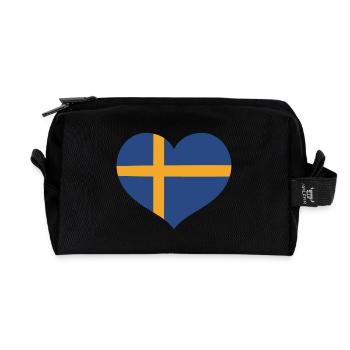 Cœur du drapeau suédois - Trousse de toilette en tissu recyclé - noir - Devant