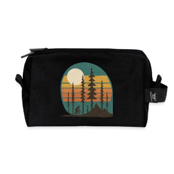 Waldsonne Radfahrer Retro-Landschaft geschenkidee  - Recycelte Kulturtasche - Schwarz - Vorne