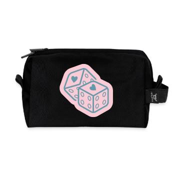 Herzwürfel in Pastellrosa - Recycelte Kulturtasche - Schwarz - Vorne
