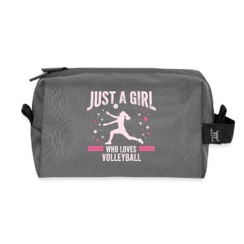 Girl loves Volleyball Quote - Recycled Toiletry Zip Bag - anthracite - Front