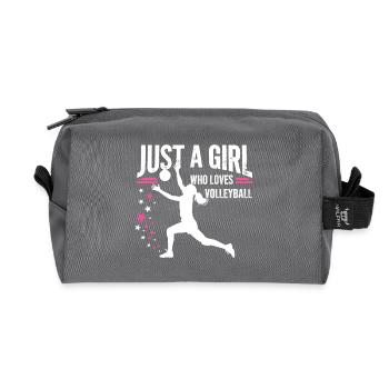 Girl loves Volleyball Quote - Recycled Toiletry Zip Bag - anthracite - Front