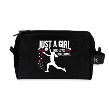 Girl loves Volleyball Quote - Recycled Toiletry Zip Bag - black - Front