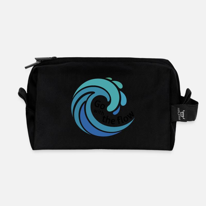 Go with the Flow Wave Art - Recycled Toiletry Zip Bag - black