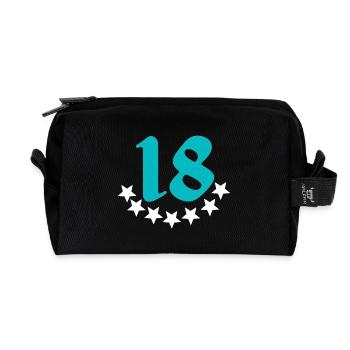 Motif 18 étoiles, chiffres, anniversaire - Trousse de toilette en tissu recyclé - noir - Devant
