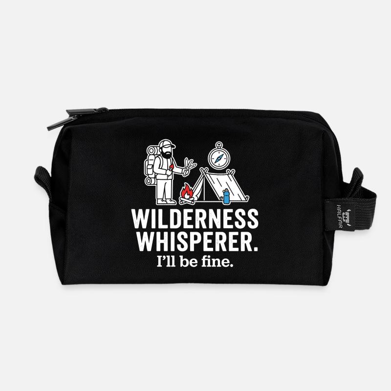 Wilderness Whisperer Camping Abenteuer - Recycelte Kulturtasche - Schwarz