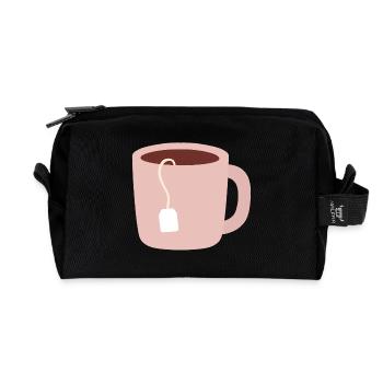 Pastellrosa Teetassen-Illustration - Recycelte Kulturtasche - Schwarz - Vorne
