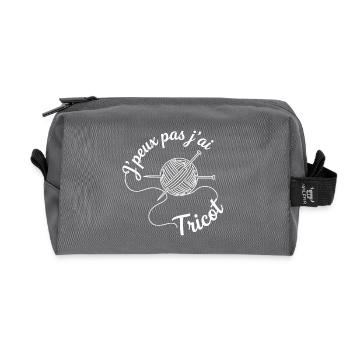 Si jpeux pas j'ai tricot - Trousse de toilette en tissu recyclé - anthracite - Devant