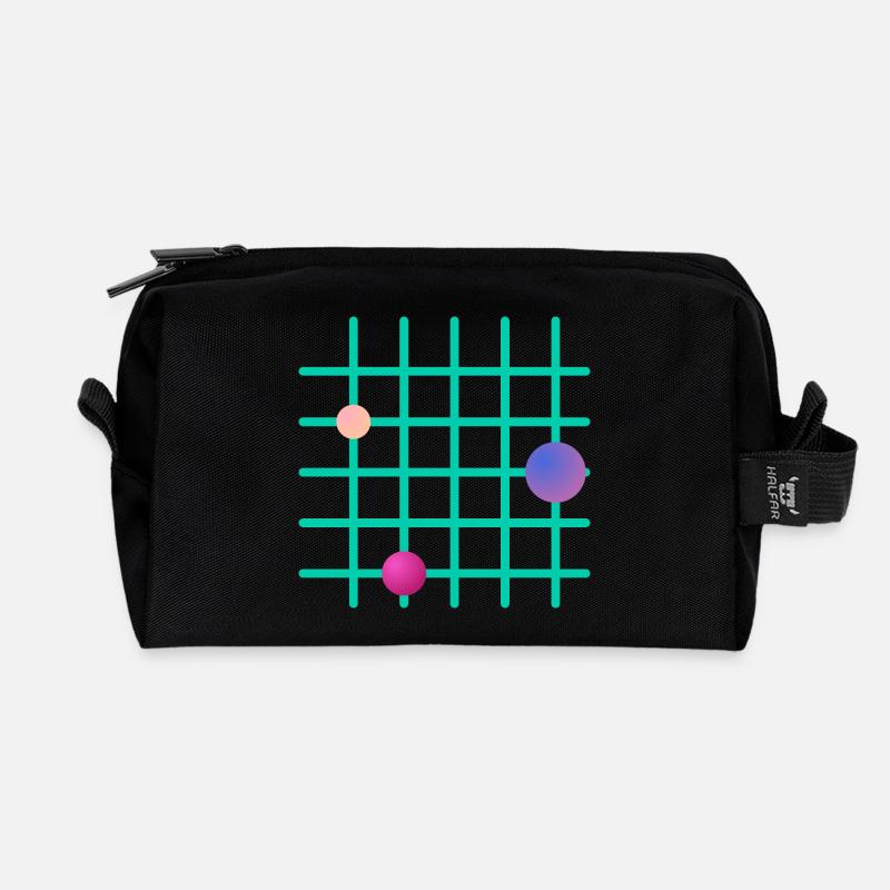 Geometrisches Grid mit Farb-Sphären - Recycelte Kulturtasche - Schwarz