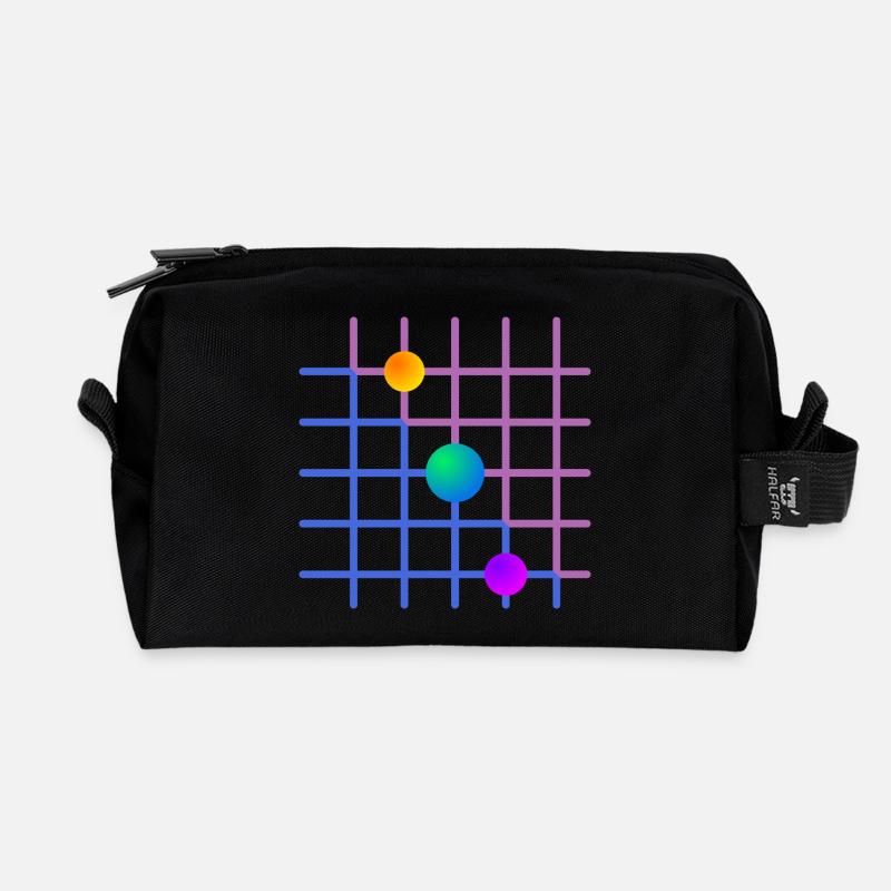 Gradientgitter mit Farbkugeln - Recycelte Kulturtasche - Schwarz