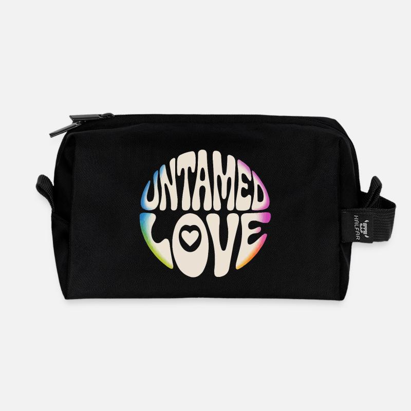 Untamed Love Retro Schriftzug - Recycelte Kulturtasche - Schwarz