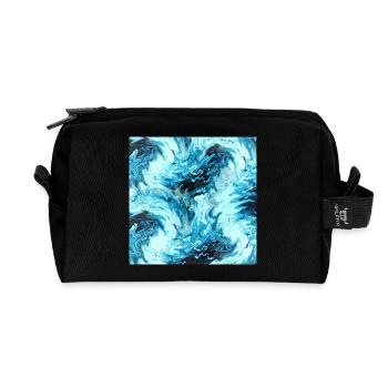 Aqua Marble Pattern Waves - Recycled Toiletry Zip Bag - black - Front