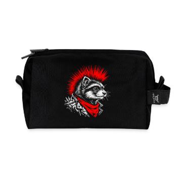 Punk Ferret – rebellischer Stil mit einer Kralle - Recycelte Kulturtasche - Schwarz - Vorne
