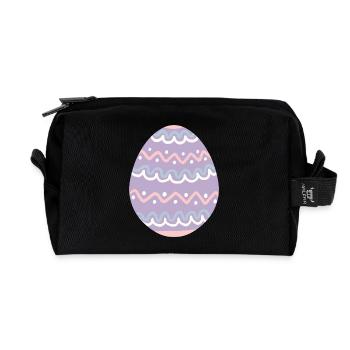 Pastel Wavy Easter Egg - Recycled Toiletry Zip Bag - black - Front