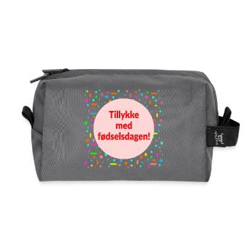 Happy Birthday - Recycled Toiletry Zip Bag - anthracite - Front