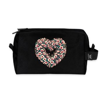 Crête florale Cœur en Fleurs - Trousse de toilette en tissu recyclé - noir - Devant