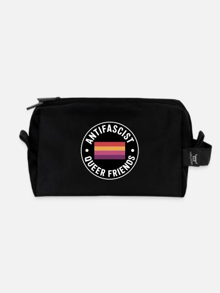 Amis queer antifascistes - Antifa Merch - Trousse de toilette en tissu recyclé - noir