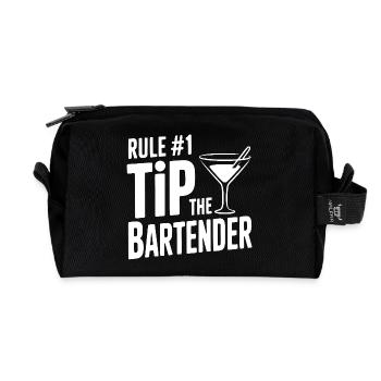 Rule #1 Tip the Bartender - Recycled Toiletry Zip Bag - black - Front