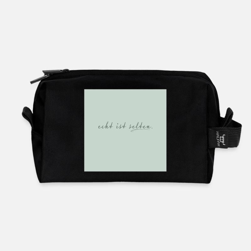 echt ist selten – minimalistisches Quote Poster - Recycelte Kulturtasche - Schwarz