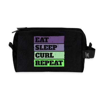 Eat Sleep Curl Repeat Rétro Vintage Sport Look - Trousse de toilette en tissu recyclé - noir - Devant