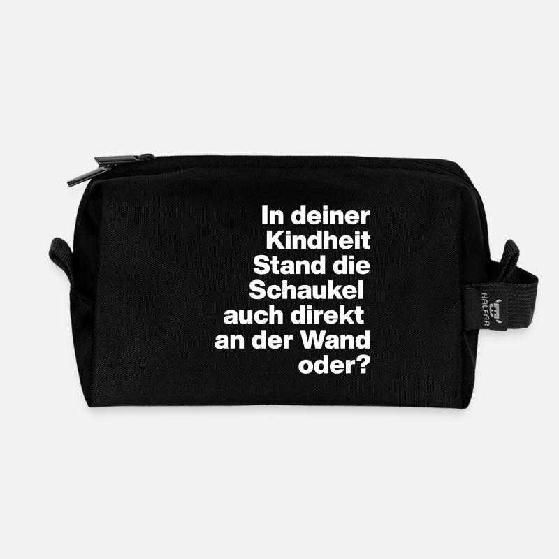 SCHAUKEL AN DER WAND, DUMM, SARKASMUS, FRECH - Recycelte Kulturtasche - Schwarz