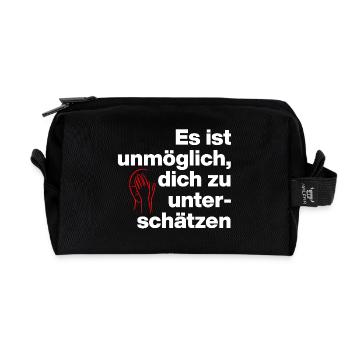 ES IST UNMÖGLICH, DICH UNTERSCHÄTZEN. SARKASMUS - Recycelte Kulturtasche - Schwarz - Vorne