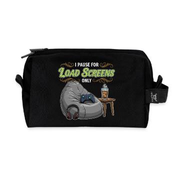 Gaming Humor Quote Pause Load Screens - Recycled Toiletry Zip Bag - black - Front