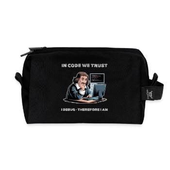 Philosopher Descartes Meme - for dark background - Recycled Toiletry Zip Bag - black - Front