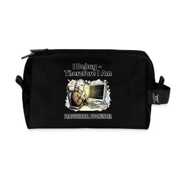 I Debug Therefore I Am: Pro Bug Hunter - dark BG - Recycled Toiletry Zip Bag - black - Front