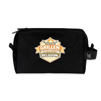 Grillen ist Religion – BBQ Motiv - Recycelte Kulturtasche - Schwarz - Vorne