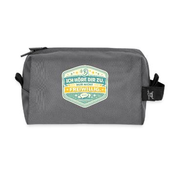I'm listening to you, not voluntarily - Recycled Toiletry Zip Bag - anthracite - Front