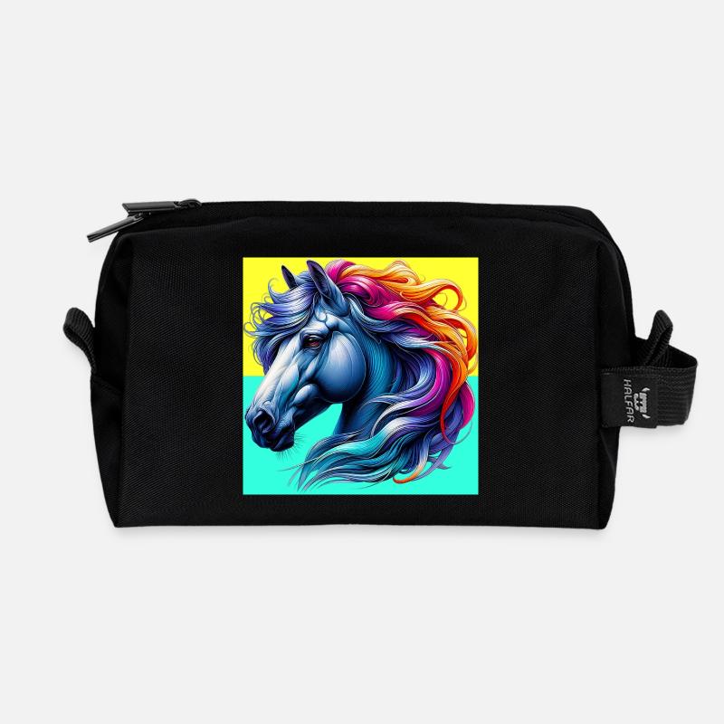 horse - Recycled Toiletry Zip Bag - black