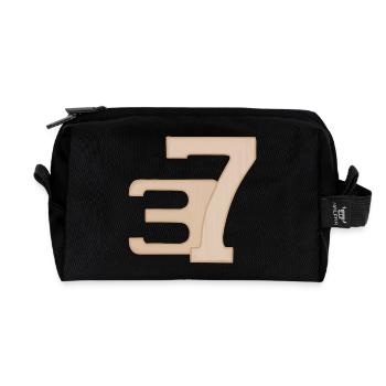 37 Numeral Art in Peach - Recycled Toiletry Zip Bag - black - Front