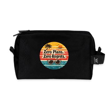 Strandvibes – Zero Plans Zero Regrets - Recycelte Kulturtasche - Schwarz - Vorne