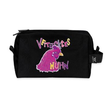 Fans de poulet - Coq - Coq - Poulet fleur - Bio - Trousse de toilette en tissu recyclé - noir - Devant