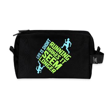 Life Is Short Running Makes It Seem Longer Funny - Recycled Toiletry Zip Bag - black - Front